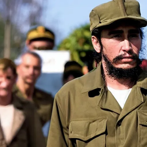 Prompt: candid photograph of James Franco as Fidel Castro, long shot