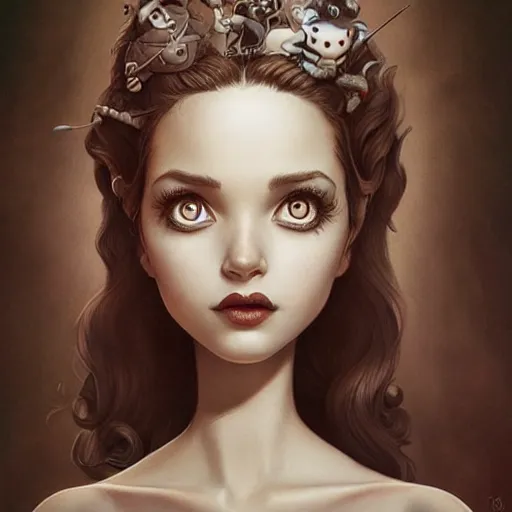 Image similar to Lofi portrait, Pixar style by Joe Fenton and Stanley Artgerm and Tom Bagshaw and Tim Burton, wink