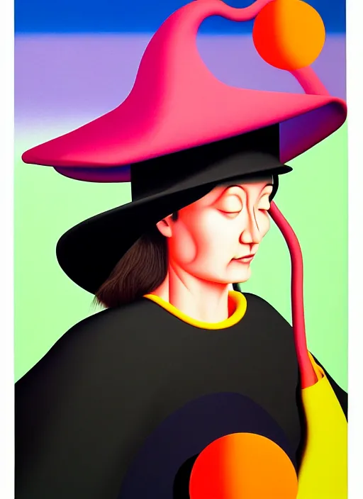 Image similar to witch with hat by shusei nagaoka, kaws, david rudnick, airbrush on canvas, pastell colours, cell shaded, 8 k,