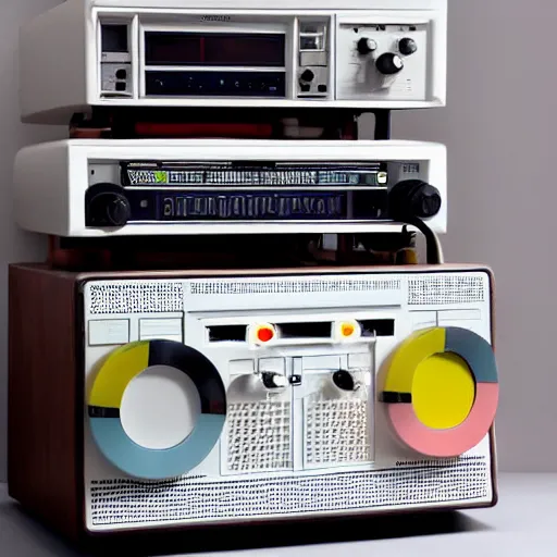 Image similar to 80s Memphis group Style radio by Dieter Rams