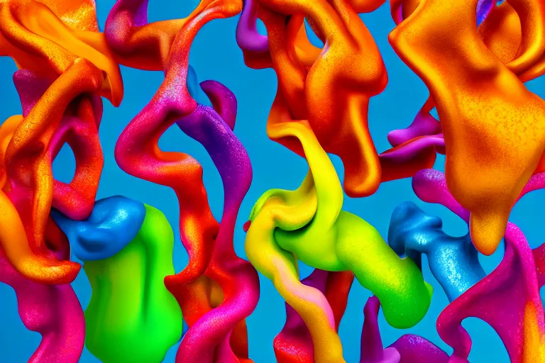 Image similar to Colourful odors by Lynda Benglis, octane render, transparent, 4k, 8k