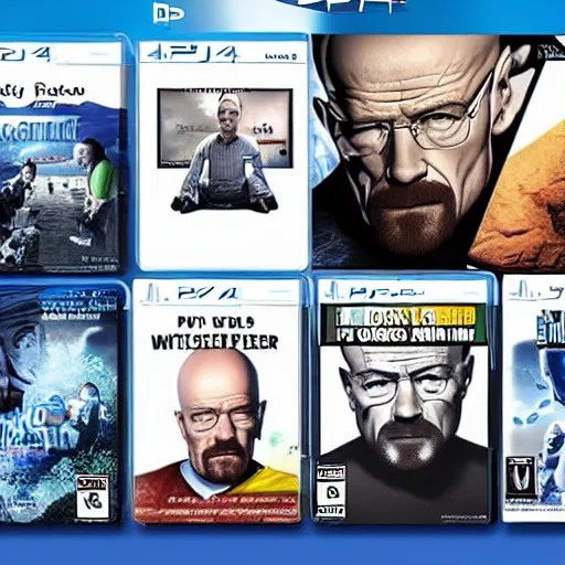 Image similar to Walter White on the cover of a PS4 game