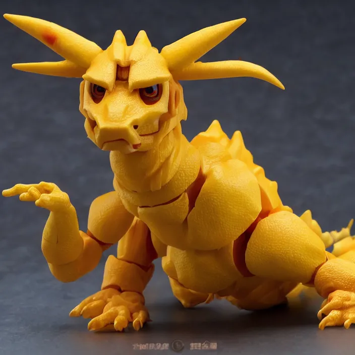 Image similar to a hot toys figure of agumon, figurine, detailed product photo