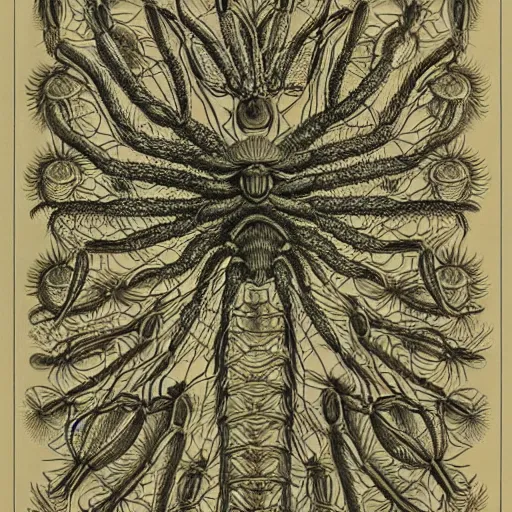 Prompt: Detailed drawing of alien spiders From Art Forms in Nature by Ernst Haeckel