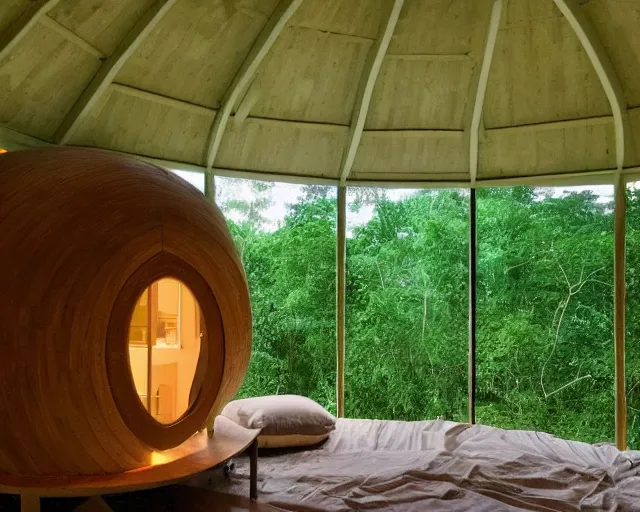 Prompt: modular dome house. there is paradise in heaven. smoky ambience. slight green glow in the very far distance.