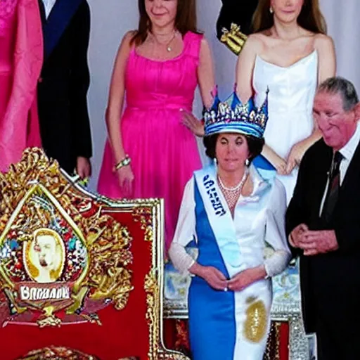 Prompt: cristina!! kirchner!! crowned in the throne as queen