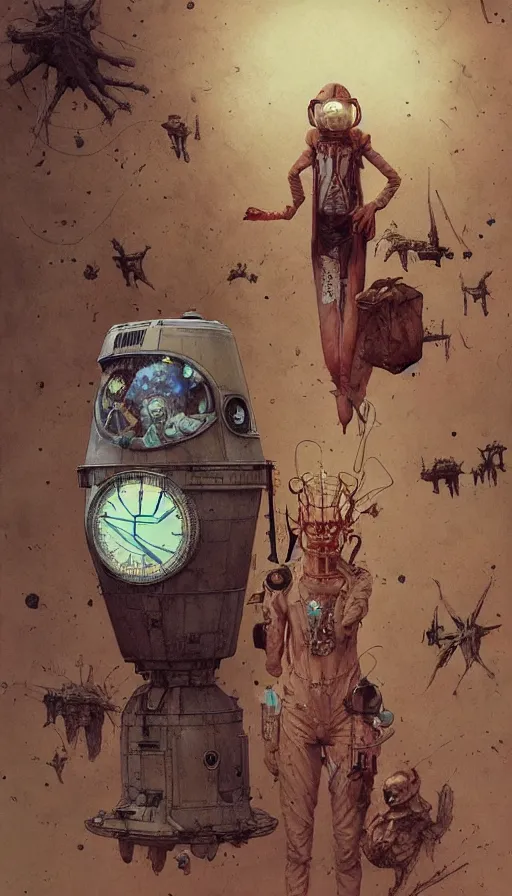 Image similar to single - use time - travel simulation capsule by chiara bautista, beksinski and norman rockwell and greg rutkowski weta studio, and lucasfilm