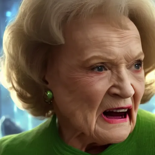 Prompt: Avengers Endgame (2019) played by Betty White as the HULK, close up action, 8K, 4K, action shot, movie still, cinematic