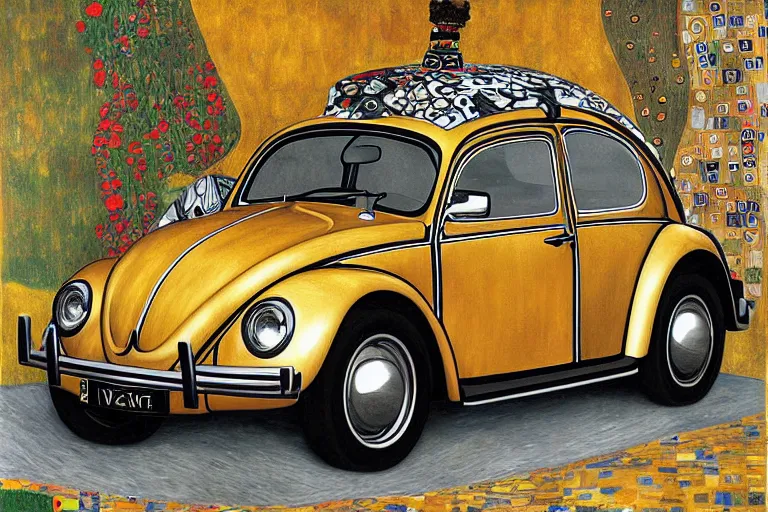 Image similar to gustav klimt vw beetle