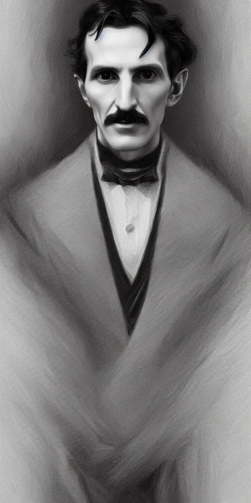 Prompt: portrait of nikola tesla, intricate, elegant, highly detailed, digital painting, artstation, concept art, smooth, sharp focus, illustration, art by artgerm and greg rutkowski and alphonse mucha and william - adolphe bouguereau