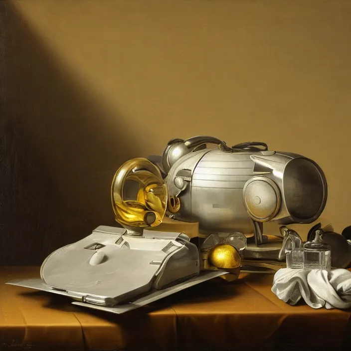 Image similar to still life painting of rx - 7 8 by pieter claesz, oil on canvas, strong lighting, highly detailed, hyper realism, golden hour, god rays, hd, 4 k