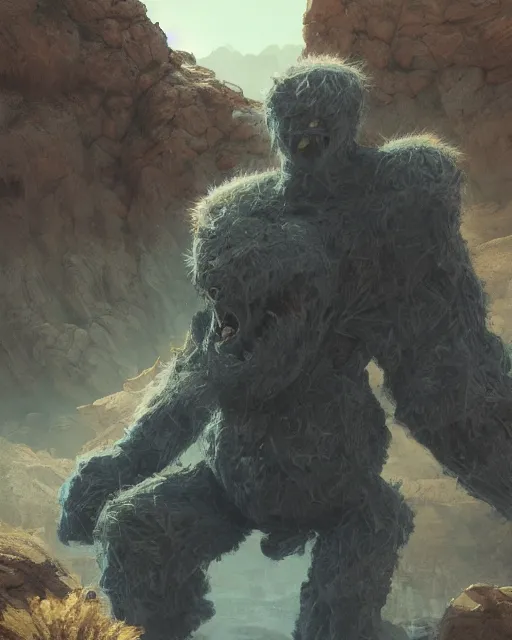 Prompt: A rock golem posing in a a desert, raging,screaming, realistic face, full body, fantasy art, in the style of greg rutkowski, illustration, epic, fantasy, intricate, hyper detailed, artstation, concept art, smooth, sharp focus, ray tracing, vibrant