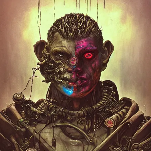 Image similar to portrait of Gargoyle, cameras, melting ,8k,by tristan eaton,Stanley Artgermm,Tom Bagshaw,Greg Rutkowski,Carne Griffiths, Ayami Kojima, Beksinski, Giger,trending on DeviantArt,face enhance,hyper detailed,minimalist,cybernetic, android, blade runner,full of colour