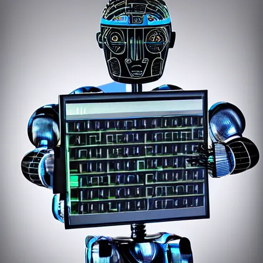 Image similar to humanoid robot with a retro computer screen as its head