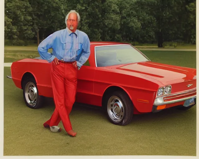 Prompt: color studio photo chevy chase dressed as car, automobile, detailed