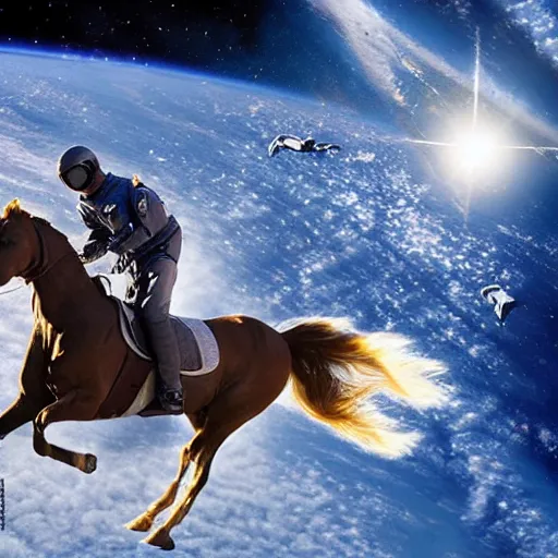 Image similar to astronaut riding a horse in space