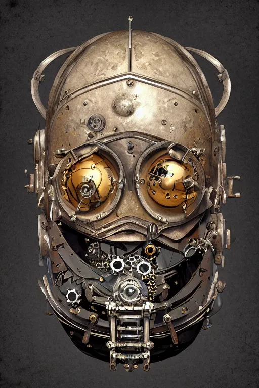 Image similar to steampunk helmet fantasy art mask robot ninja stylized digital illustration sharp focus, elegant intricate digital painting artstation concept art global illumination ray tracing advanced technology chaykin howard and campionpascale and cooke darwyn and davis jack