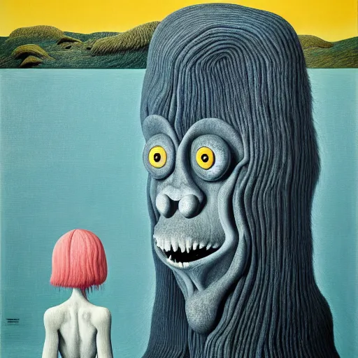 Image similar to ethos of ego, mythos of id. monsters of madness by tove jansson, hyperrealistic photorealism acrylic on canvas, resembling a high - resolution photograph