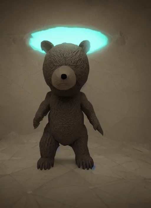 Prompt: : bear with maze pattern all over glowing eyes zbrush dalle2 macro lens 3d render unity unrealengine octane