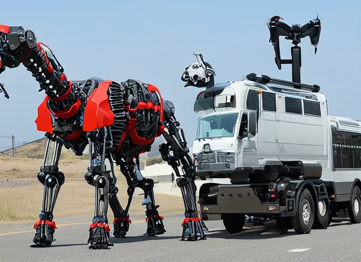 Image similar to large legged vehicle for road travel, large quadruped robot for public transportation