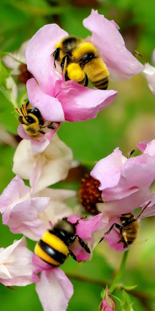 Image similar to fat bee sleeping inside a rose flower catalogue diagram scientific photography