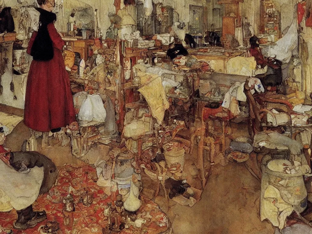 Image similar to a painting, oil on canvas, by carl larsson