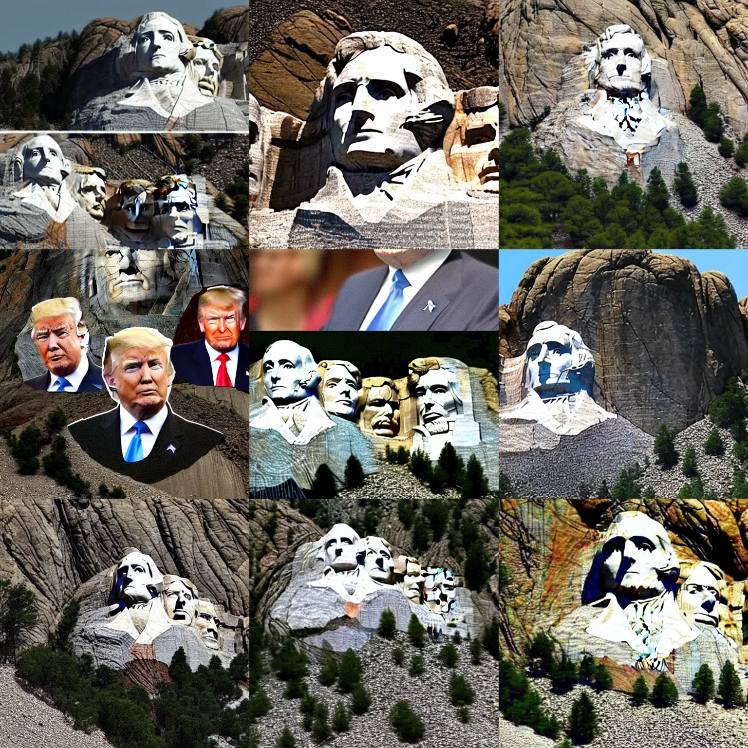 Prompt: donald trump's face on mount rushmore