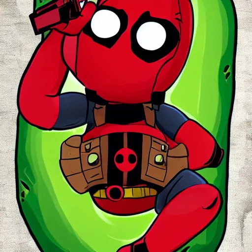 Image similar to deadpool as a pickle