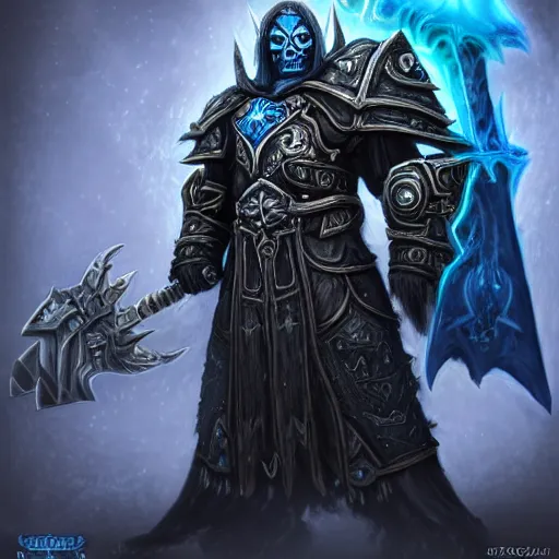 Image similar to world of warcraft lich king gigachad portrait