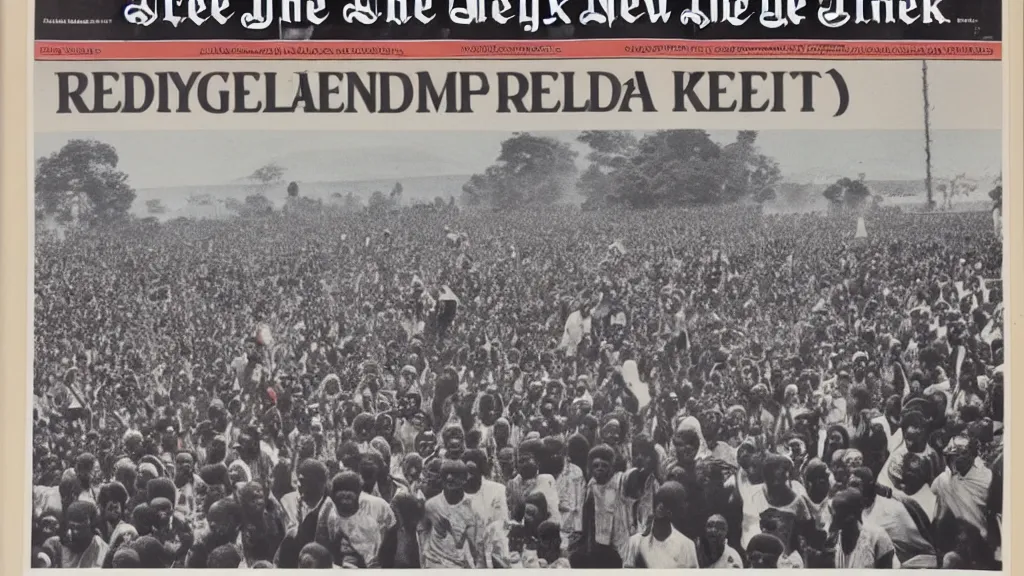 Prompt: 1 9 7 0 red terror, the dergue, key shibir, ethiopia, 4 k, in the cover of new york times