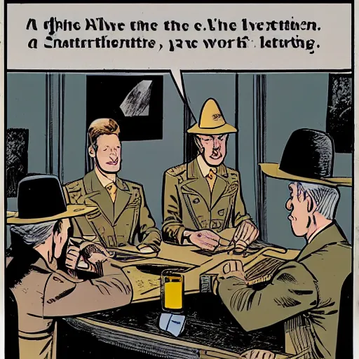 Image similar to A splah panel by Edgar P Jacobs for Blake and Mortimer