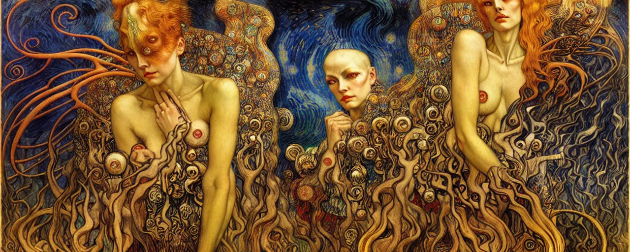 Image similar to Divine Chaos Engine by Karol Bak, Jean Delville, William Blake, Gustav Klimt, and Vincent Van Gogh, symbolist, visionary