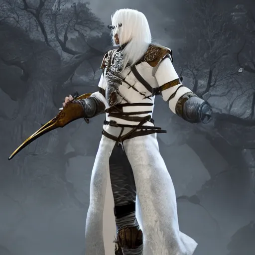 Image similar to a white haired snake soldier with a snake head, fantasy, inspired by dark souls, 4 k