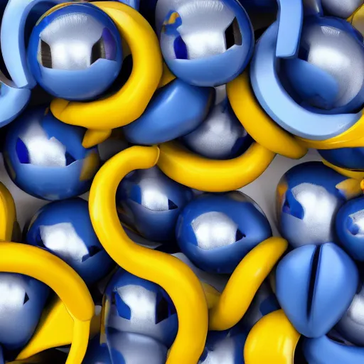 Image similar to mega emoji blue white gray yellow 4 k octane render, detailed