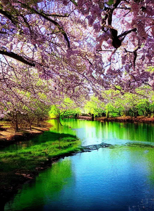 Image similar to beautiful spring season photography trees and river award winning cinematography