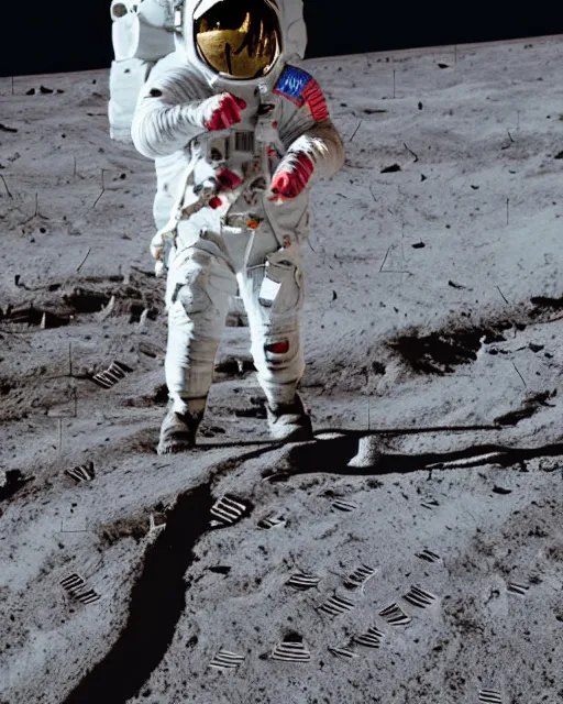 Image similar to film still kim kardashian wearing an astronaut uniform, on the moon, 5 0 mm.