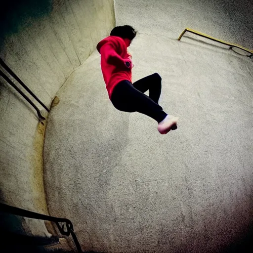 Image similar to Photo from a parkour player's point of view, motion photo