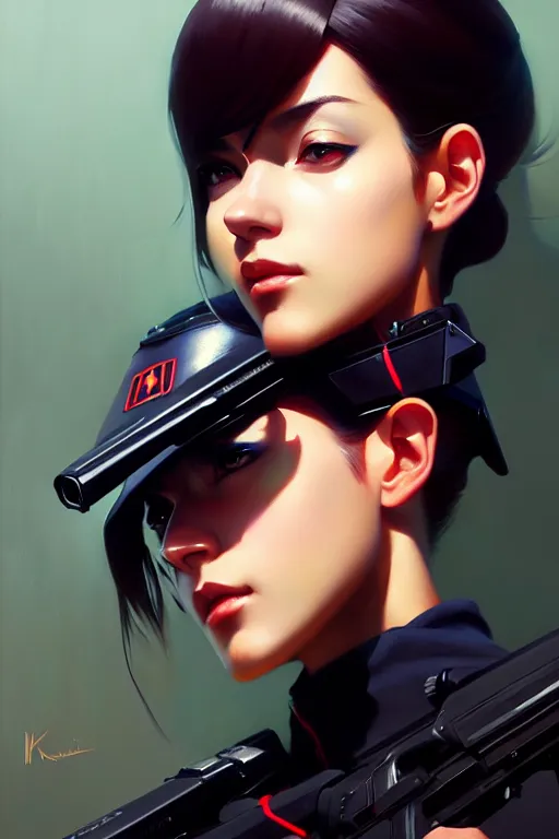 Image similar to a ultradetailed beautiful panting of a stylish swat woman, oil painting, by ilya kuvshinov, greg rutkowski and makoto shinkai, trending on artstation