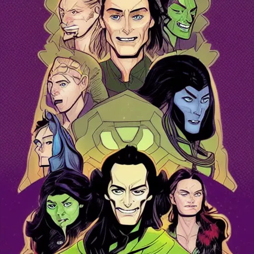 Prompt: The artwork for a graphic novel, Loki, the god of mischief, in a variety of emotional states. Lee Garbett, 2015. illustration, wonderfully detailed, each expression on face is well captured.