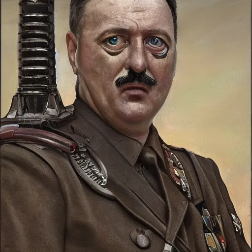 Prompt: Portrait of Igor Ivanovich Strelkov while he is calling for total war mobilization, photo-realistic, color image, 2K, highly detailed, by H.R.Giger