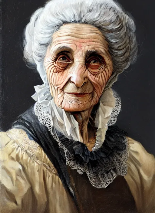 Image similar to a portrait of an old italian woman with a crooked nose in victorian clothing, confident pose, intricate, elegant, sharp focus, illustration, highly detailed, concept art, matte, trending on artstation, anime, art by james jean and artgerm and brian despain and alberto mielgo, greg rutkowski, wlop, ilya kuvshinov, strong strokes