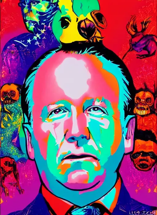 Image similar to alex jones by lisa frank and Zbigniew Brzezinski