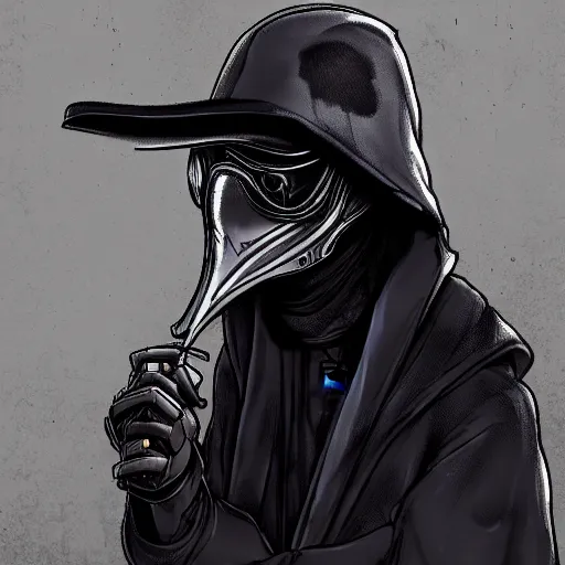 Prompt: cyberpunk plague doctor, digital art, studio, trending on artstation