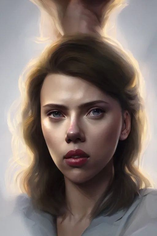 Prompt: Scarlett Johansson is talking to you POV, anatomy, only two hands, highly detailed, digital painting, artstation, concept art, smooth, sharp focus, illustration, Unreal Engine 5, 8K, art by art by artgerm and greg rutkowski and edgar maxence