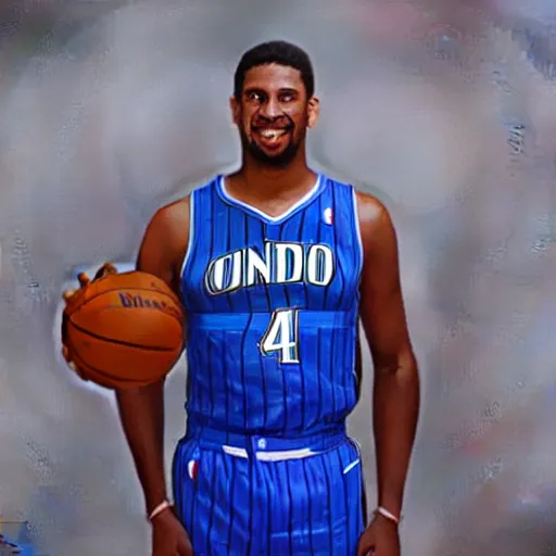 Prompt: an extremely spooky monstrous Orlando Magic basketball player -4 n