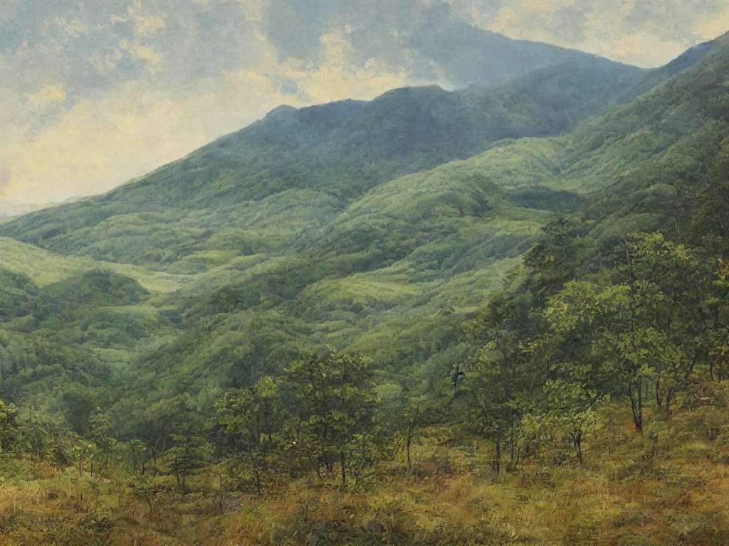 Prompt: appalachian landscape of the laurentian region, artwork by yang yongliang.