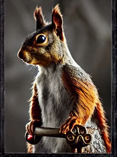 Image similar to a squirrel as king arthur, extremely plump, wearing crown of acorns and dandelions, crown, crown, servant squirrels, king arthur's court, game of thrones, sitting on throne, extreme wide shot, low angle, palace, fantasy art, cinematic lighting, realistic, sony 2 4 mm f 8. 0