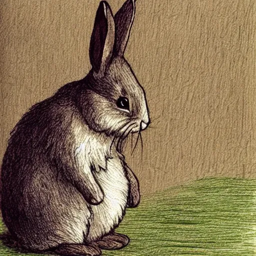 Prompt: very sad rabbit, by beatrix potter