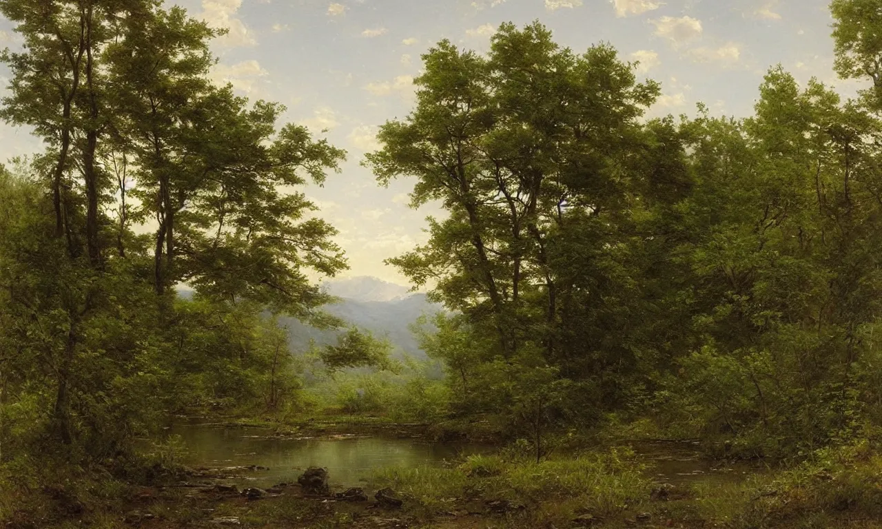 Prompt: a serene landscape painting by william trost richards