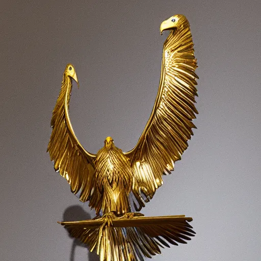 Prompt: eagle made out of gilded bronze, ultra realistic, museum exhibit